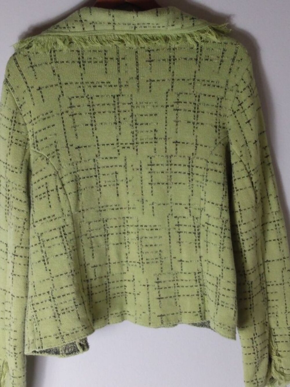 Willow L Lime Woven Fringe Jacket L - Picture 2 of 5